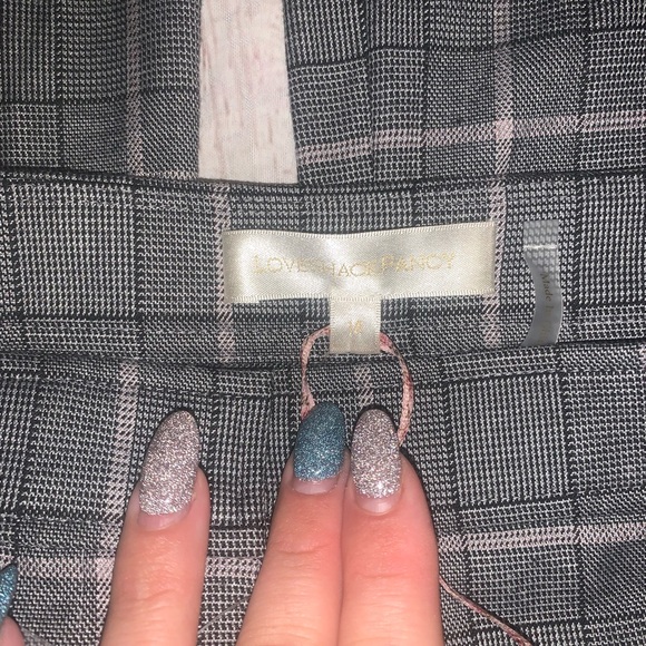 Revolve LoveShackFancy Costello plaid pants gray fog 14 - Picture 3 of 4